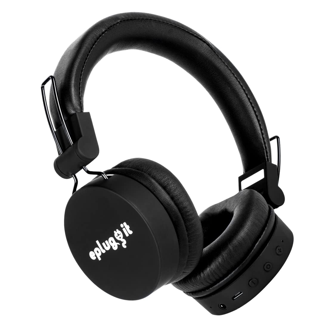 Eplugit EP-916 Over-Ear Bluetooth Wireless Headphone Light Weight Stereo Headset with Microphone/Phone Call Support System/Fast Charging & Foldable Design (Black)