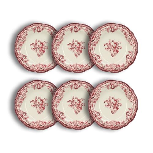 NOVASTYL - Lot de 6 assiettes creuses faustine 22cm en porcelaine rose - 2614871