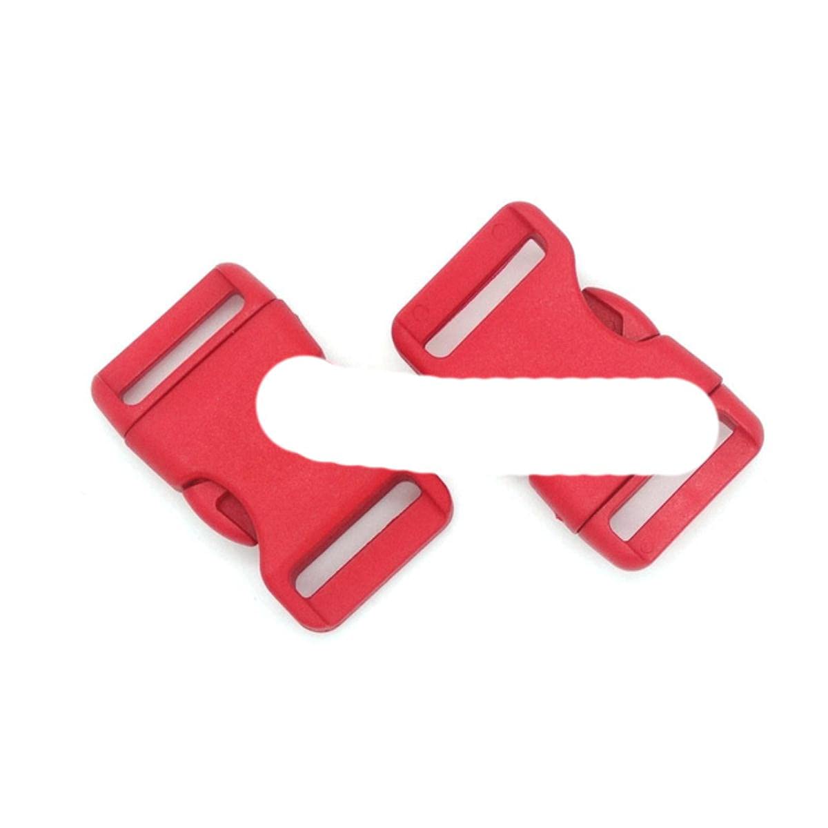 Hebillas de liberación lateral contorneadas de plástico de 25 mm para pulseras de paracaídas/respaldo, 500 unidades, color rojo