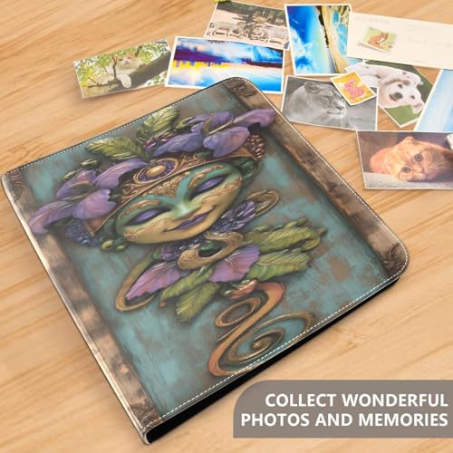 Álbum de fotos Scrapbook DIY adhesivo, encuadernador de 3 anillos, 40 páginas, tamaño 11.8x11.2 pulgadas, cuero PU miniatura 5
