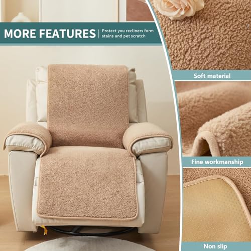 Funda para sillón reclinable de sherpa para proteger el sofá de mascotas y niños 7