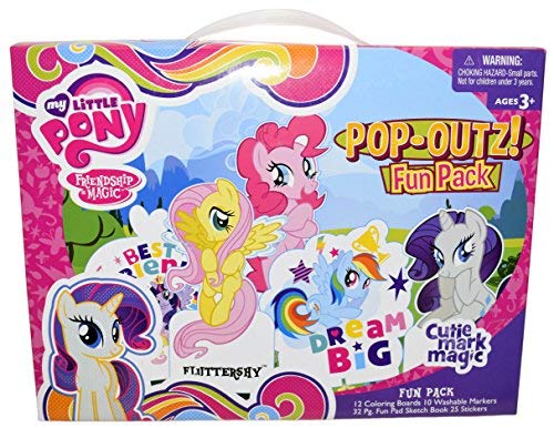Habroo My Little Pony Pop-Outz Fun Pack! 12 Coloring Boards - 20 Washable Markers - Two 32 Page Fun Pads - 50 Stickers - Color, Pop Out and Play! Perfect for Any My Little Pony Fan! (1 Fun Pack)