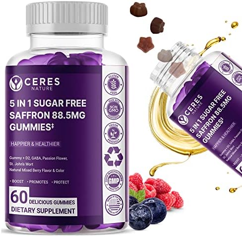Premium Saffron Extract 88.5mg** Gummy - Mood Support Supplement, Appetite Control, Eye Support, Mood Booster, Boost Energy & Heart Health NON-GMO – Gluten Free – Vegan Friendly- Sugar-Free