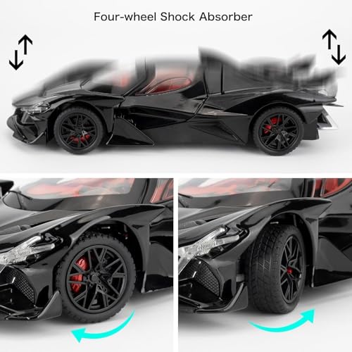 Image of WORSHIPER Compatible for 1:32 Apollo Evo Toy Car Model, Diecast Collectible Pull Back Model Car with Sound and Light, Toy Gift Vehicles for Adults Kids Boys Girls (1:32 Apollo Evo-Black Color)
