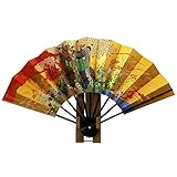 大阪長生堂 飾り扇子 9.5寸 29cm 日本製 京扇子 海外土産 匂い袋付オリジナルセット 紙箱 扇子立て入り (御所車)