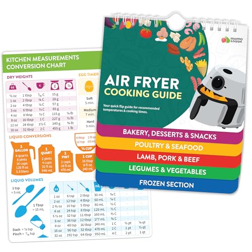 Air Fryer Cheat Sheet & Kitchen Conversion Chart Magnets - Set of Air Fryer Cooking Guide Booklet &...