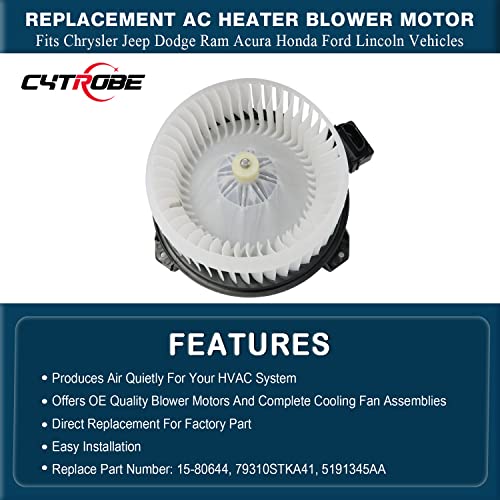 Ac Heater Blower Motor Hvac Compatible With Chrysler 200 Sebring, Jeep Patriot, Dodge Caliber Journey Ram 1500, Acura Tl, Honda Accord, Ford Edge, Lincoln - Part# 79310-Stka-41, 5191345Aa #TOP1