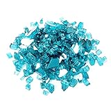 Skyflame High Luster 10-Pound Fire Glass for Fire Pit Fireplace Landscaping, 1/4-Inch Caribbean Blue Reflective