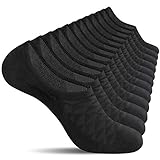 CS CELERSPORT 6 Pairs Mens No Show Socks With Cushion Low Cut Invisible Non Slip Socks, Large, Black