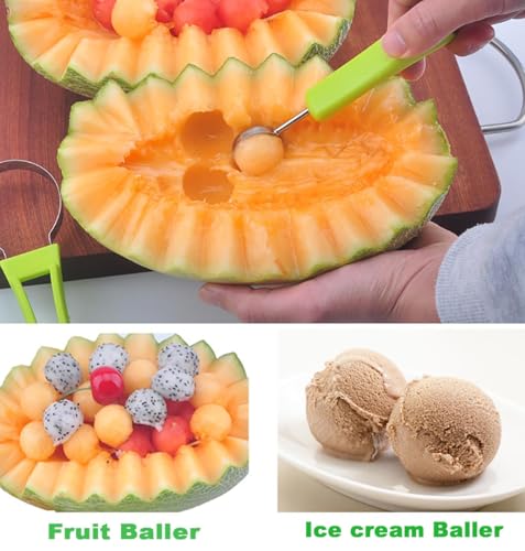 Image of Professional 4-in-1 Fruit Tool Set - Stainless Steel Melon Baller, Watermelon Cutter, Seed Remover & Carving Scoop
