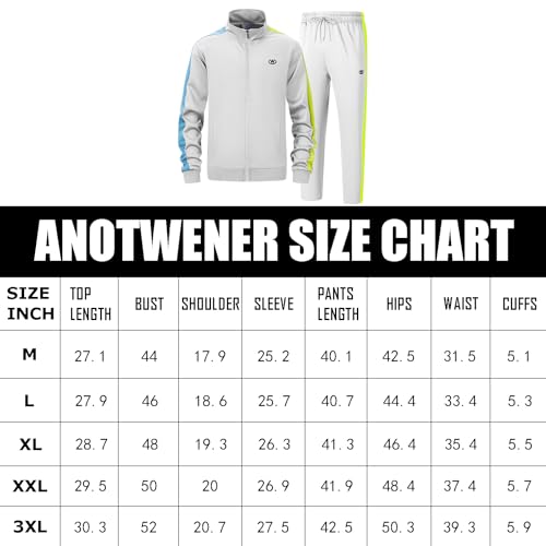 ANOTWENER Herren Trainingsanzüge Sets lässig lange Ärmel voller Reißverschluss Jacke und Jogginghose Jogginganzug Sport Outfits JW-7118-M