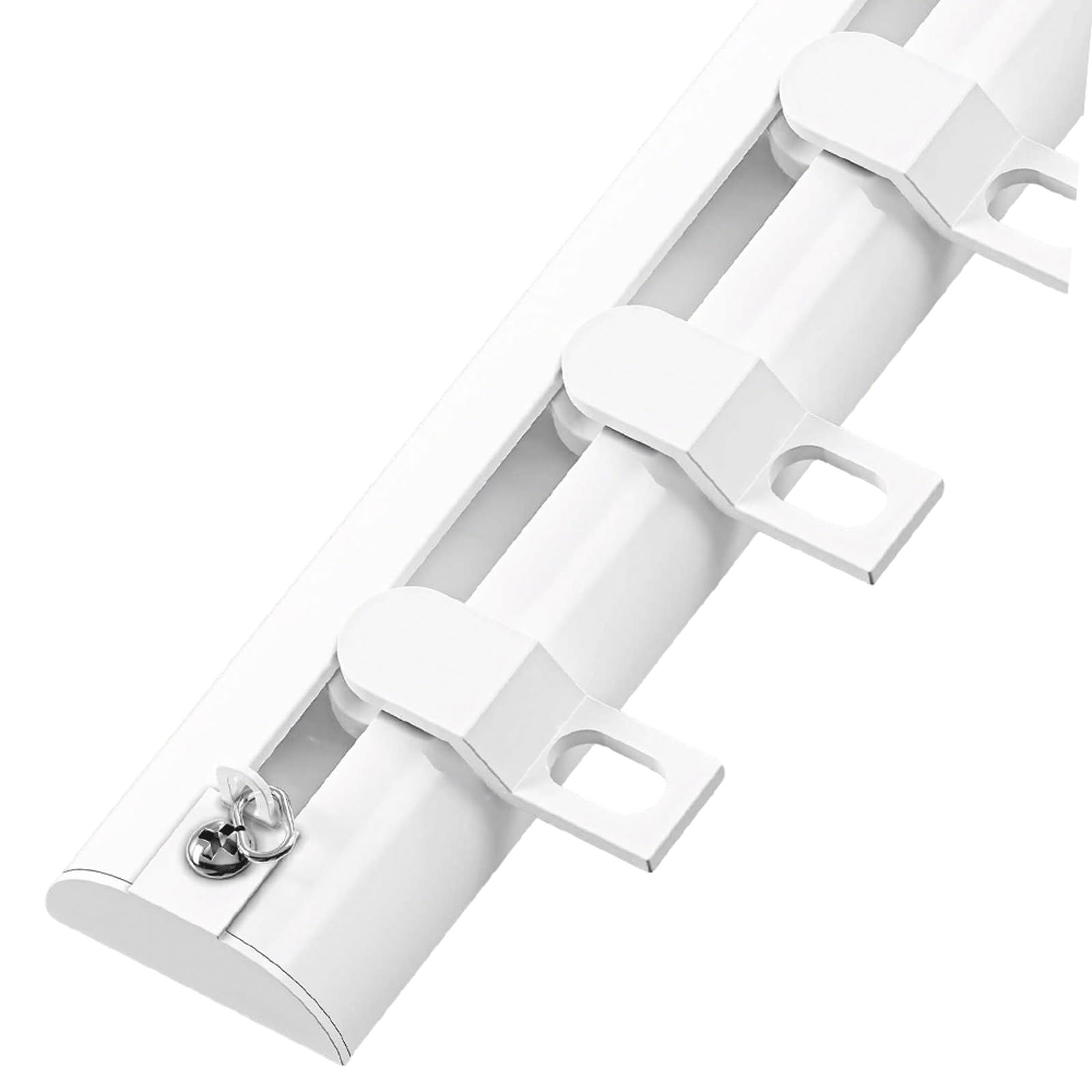 Rail mural autocollant sans perçage - Rail de plafond/mur incurvé de 3,9 m / 12.8ft avec rouleaux silencieux, parfait pour salon, chambre à coucher, séparateur de douche, montage facile, blanc