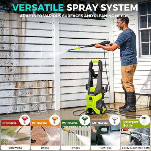 Image of Electric Pressure Washer 5000 PSI 2.5 GPM, Bothlin Portable Power Washer with 4 Quick-Connect Nozzles, Soap Tank & Foam Cannon, High Power Water Pressure Washer for Car, Driveway, Patio, Home Cleaning