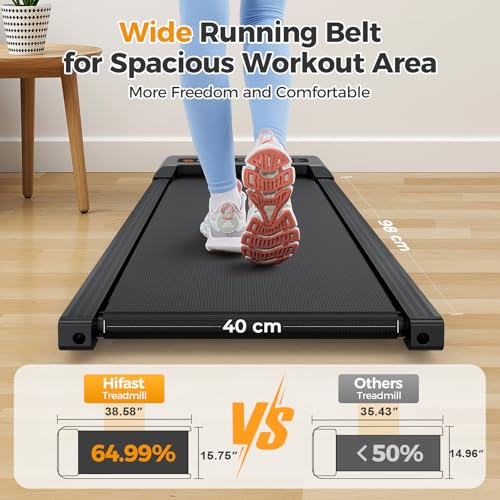 Image of HiFast Walking Pad with Incline, Under Desk Treadmill for Home, 2.5 HP Portable Treadmills with Incline, Compact Treadmill Small Running Pad with LED Display, Remote Control