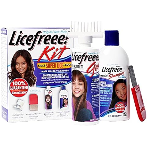 Tec Labs Licefreee Kit All-in-One Complete Lice Killing Treatment, Daily Maintenance Shampoo & Professional Nit Comb in One Box, 4 Piece Set Cover