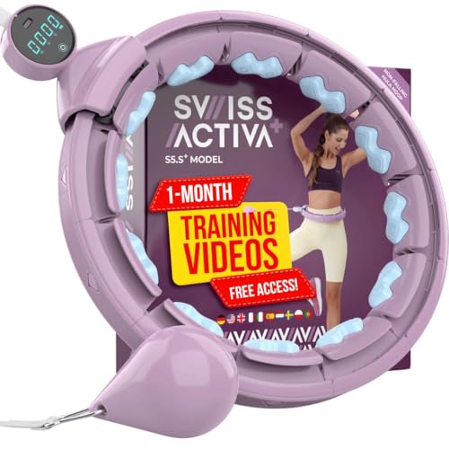 Swiss Activa+ S5.S+ Silent Weight Loss Hula Hoop Premium with Counter -Waist Size 22-44in - Infinity Hoop- Smart Weighted Hula Hoop- Smart Hula Hoop- Weighted Hula Hoops for Women- Weight Hula Hoop
