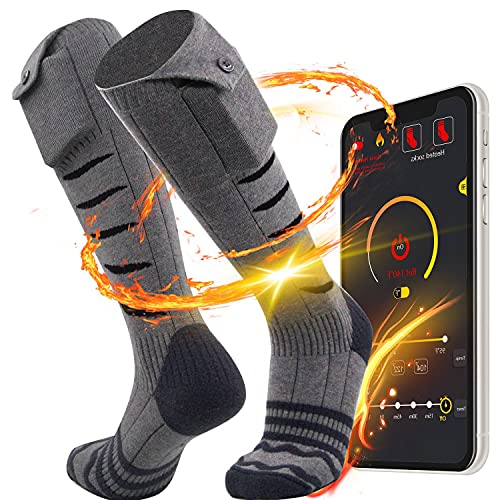 Heated Socks for Men/Women- Battery Rechargeable Electric Heating Socks with APP Remote Control,Foot Warmer for Raynaud's and Winter Outdoor Sports Skiing/Hunting/Motorcycling