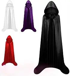Capa Halloween Drácula Adulto Cores Variadas Longa com Capuz de Cetim para Festa e Cosplay(90 cm,Roxo)