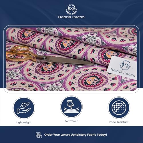 Haaris Imaan Ethnic Printed Water Resistant Upholstery Fabric | Durable Fabric for Outdoor Furniture | Cushion Covers, Bench, Parasol, Table Cloth | 1 Metre, Jaipur