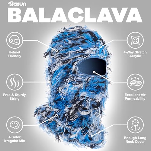 Distressed Ski Mask Balaclava, Yeat Shiesty Fluffy Knitted Full Face Mask for Men/Women