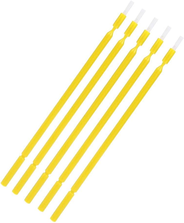 Garosa 100Pcs Interdental Brush 4 Colors Dental Disposable Micro Applicator Brush Sticks Oral Dental Hygiene Tooth Cleaning Tool Disposable Applicators(Yellow)