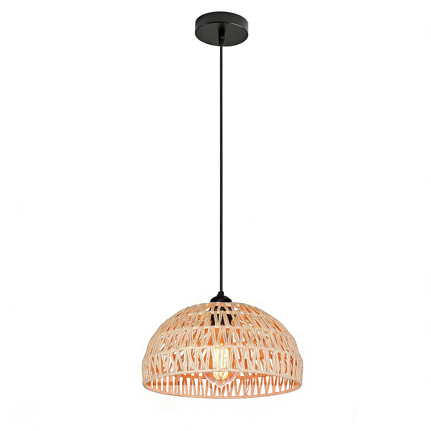 Rattan Hängelampe Pendelleuchte Küche Hängeleuchte Esstisch Geflochten Pendellamp E27 Boho Deckenlampe Rattan für Schlafzimmer Wohnzimmer Esszimmer Bar Cafe