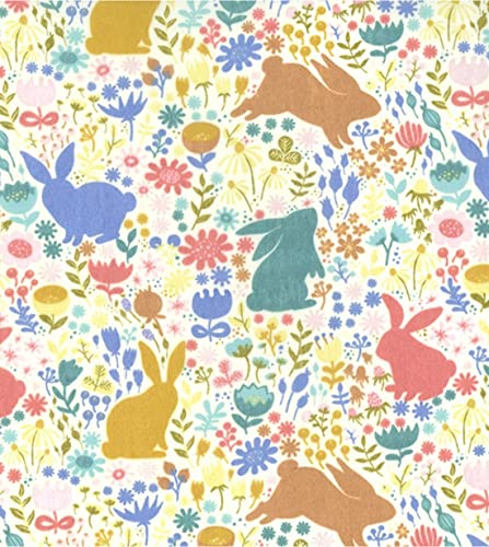 Tissu lapins de la forêt en polycoton souple pour coudre des souvenirs d'enfance