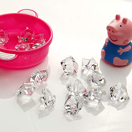 ARZASGO Acrylic Crystals Ice Rocks Clear Gem Stones for Vase Fillers, Table Scatter, Party Favor, Wedding Decoration, Arts Crafts (Approx 250pcs, 1 inch)