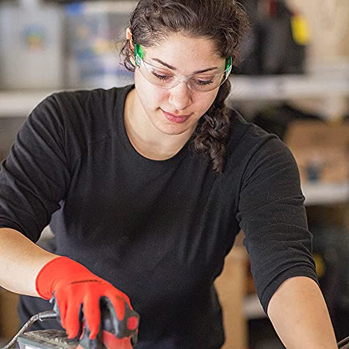 Image of BISON LIFE Clear /Green Safety Glasses for Men & Women, ANSI Z87.1, 144 Pack | Scratch & Impact Resistant Wraparound Safety Goggles, UV Protection Eyewear for Work, Construction, Lab, Industrial