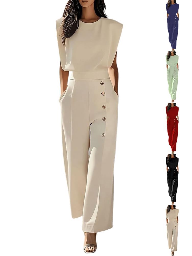 shownicer Tuta Elegante Donna Jumpsuit Lungo Monopezzi E Tutine Senza Maniche Tute Vita Alta One Piece Rompers Overall