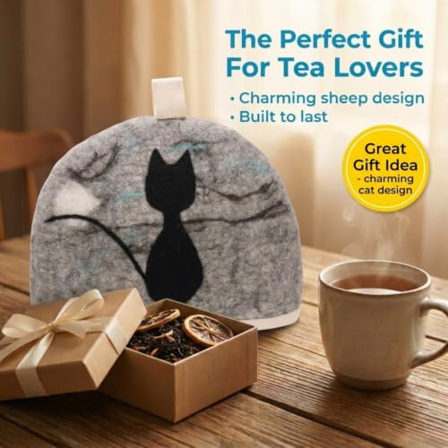 Image of Glaciart One Wool Teapot Cozy Kettle Cover | Dome Shaped Large Tea Cosy, Kettle or French Press | Handmade & Needle Felted from Natural Wool | Warms Up to 2 Hours | Great as Gift