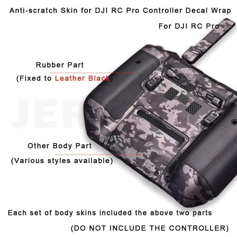 Autocollant DJI RC Pro film de protection aspect lave volcanique cuir noir - 5