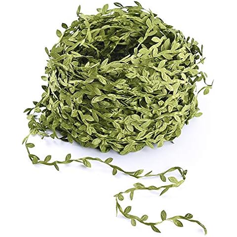 Lvydec Artificial Vine Greenery Garland, 265 Feet Green Leaves Ribbon Fake Ivy Leaf Garland for DIY Wedding Party Craft Wall Decoration Cover