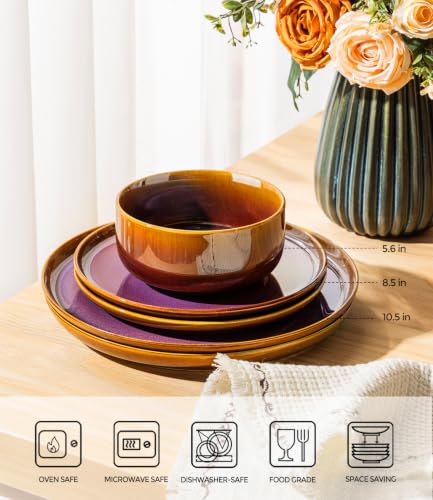 Image of TheTerra Ceramic Dinnerware Set for 6, 18-Piece Plates and Bowls Set