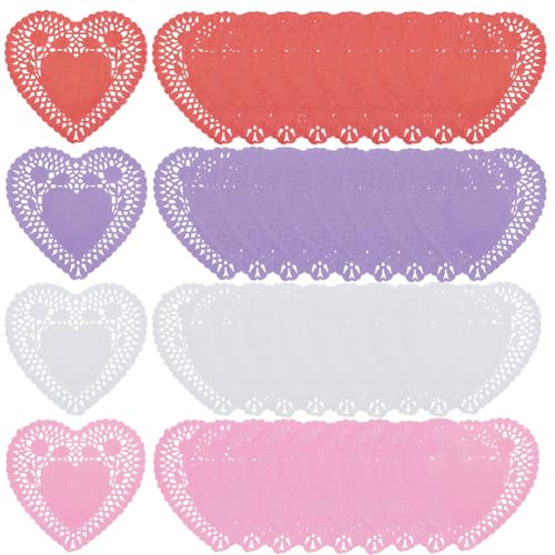SOFPLATE 400 napperon en Papier Dentelle en Forme de Cœur couleurs pour la Saint Valentin Décoration Élégante pour Plateaux Tables et Meubles Découpes en Forme de...