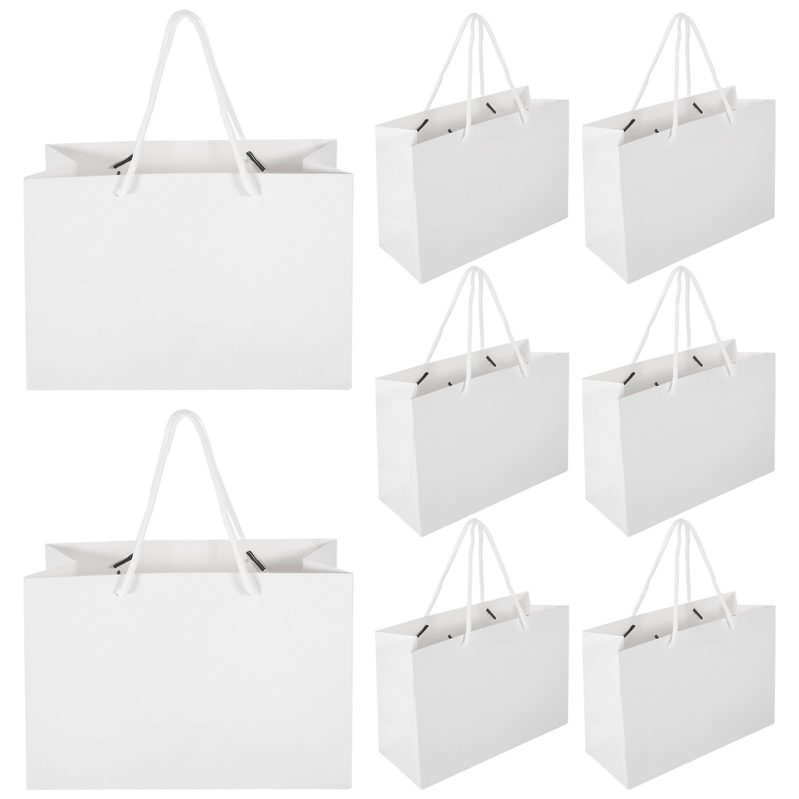 BCOATH 20 Bolsas de Papel Blanco con Asa Ligera y Diseño Sencillo para Regalos en Cumpleaños y Bodas, para Galletas y Dulces