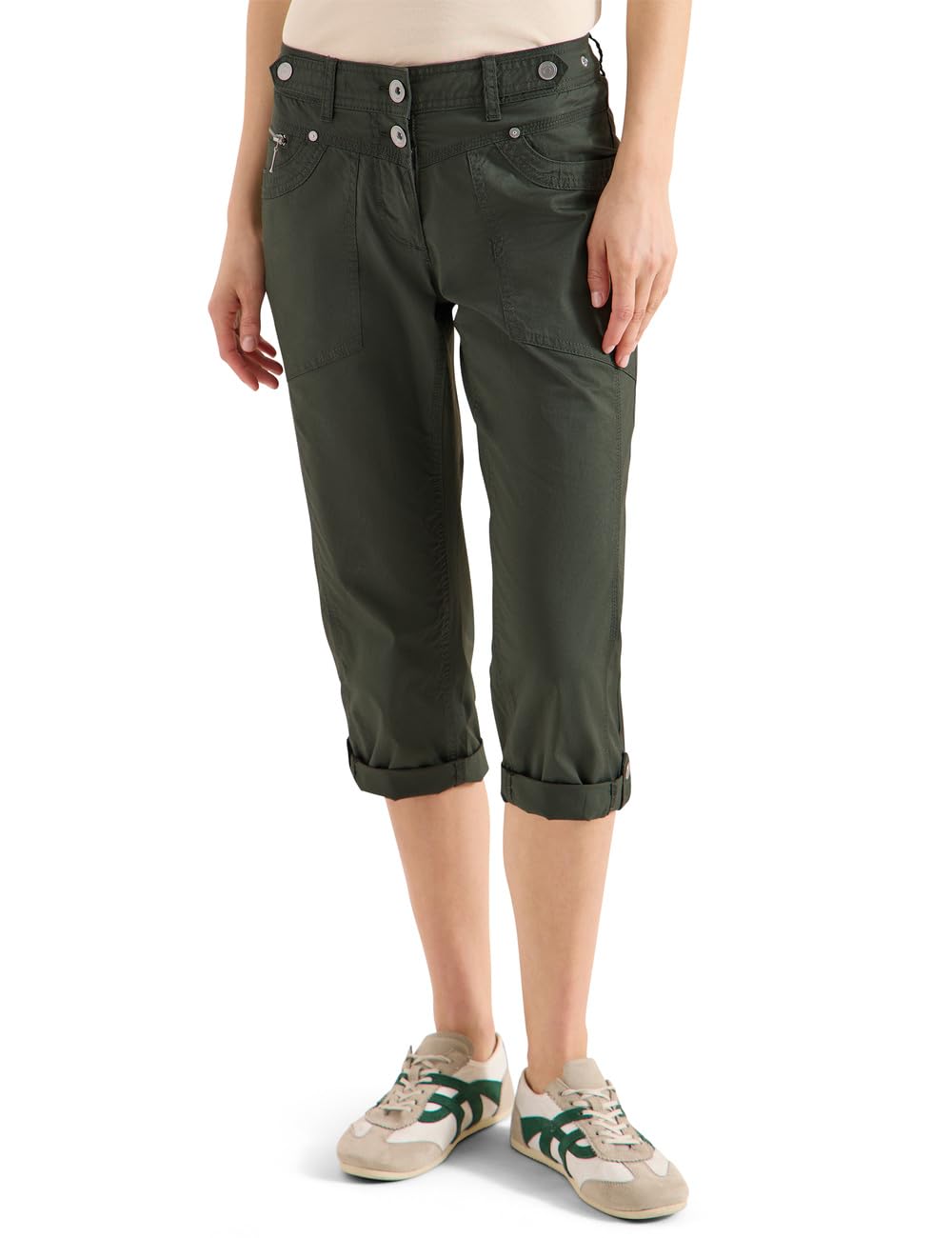 Cecil 3/4-Hose Damen 3/4-Hose unifarben Papertouch Slim Fit