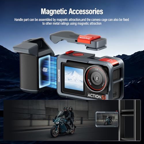 Image of Soonpho Handle Grip Kit for DJI Action 5 Pro Cage Action 4 Protective Frame with Handle Grip Storage Bag Screen Protector*4 Lanyard*2 Quick Release Cold Shoe & 1 /4 inch Thread Shutter Button(Gray