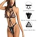 Sxglamr Women's Wet Look Lingerie Set, Backless Leather Bodysuit Metal Tassel Chain Sleepwear Clubwear