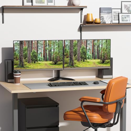 Image of WALI Dual Monitor Stand for Desk, Monitor Stands for 2 Monitors up to 27 inch, Mount Fits up to 22lbs, Free Standing Full Motion Arm for Desk (MF002), Black