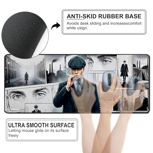 Image of Vintage Gangster Mouse Pad 12x32 Inch 3mm Extended Gaming Desk Mat with Anti-Slip Rubber Base Mousepad for Smooth Surface Desk pad for PC & Laptop Use Waterproof & Stiched (Multicolour) Deskpad