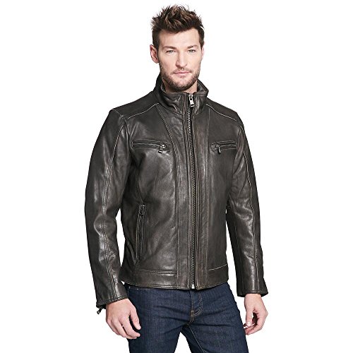 black rivet leather coat