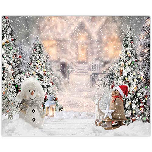 Allenjoy 10x8ft Winter Christmas Backdrop for Photography Snowman Pine Tree Snowflake Portrait White Background Newborn 1st Birthday Children Baby Shower Party Decorations Photo Shoot Props Supplies