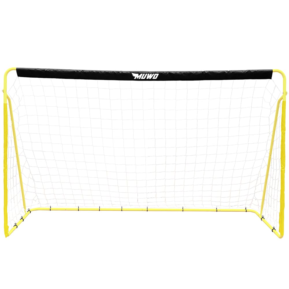 MUWO Portería de fútbol de acero con revestimiento textil, 240 x 150 cm, resistente a la intemperie y al aire libre, para patio y jardín, para entrenar y jugar amistosos