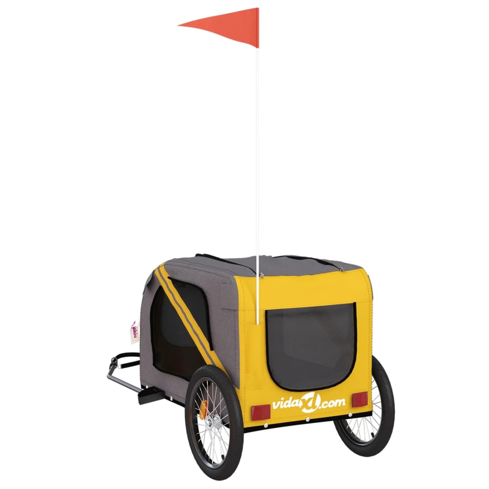 ARKEM Remolque Bicicleta para Perros Hierro Tela Oxford Amarillo Gris Carro para Bicicleta