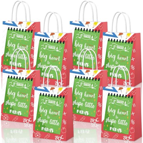 8Pcs Thank You Teachers Gift Bags Reusable Teacher Appreciation Gifts Tote Bag Thanks You and Leaving Gifts for Best Teacher Ever Thanks Back to School Teachers Gift for Home Office Party Celeb