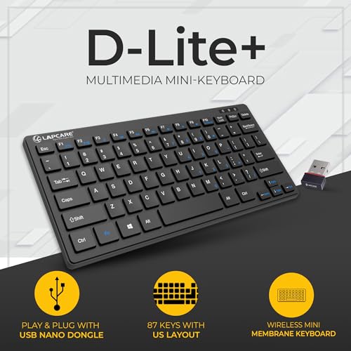 LAPCARE D-Lite Plus Wireless Keyboard with 2.4 Ghz & 10 M Bt Range &78 Keys, 8 Million Key Life, Minimalist Design,Compatible Window98, Me, 2000,... - Image 3