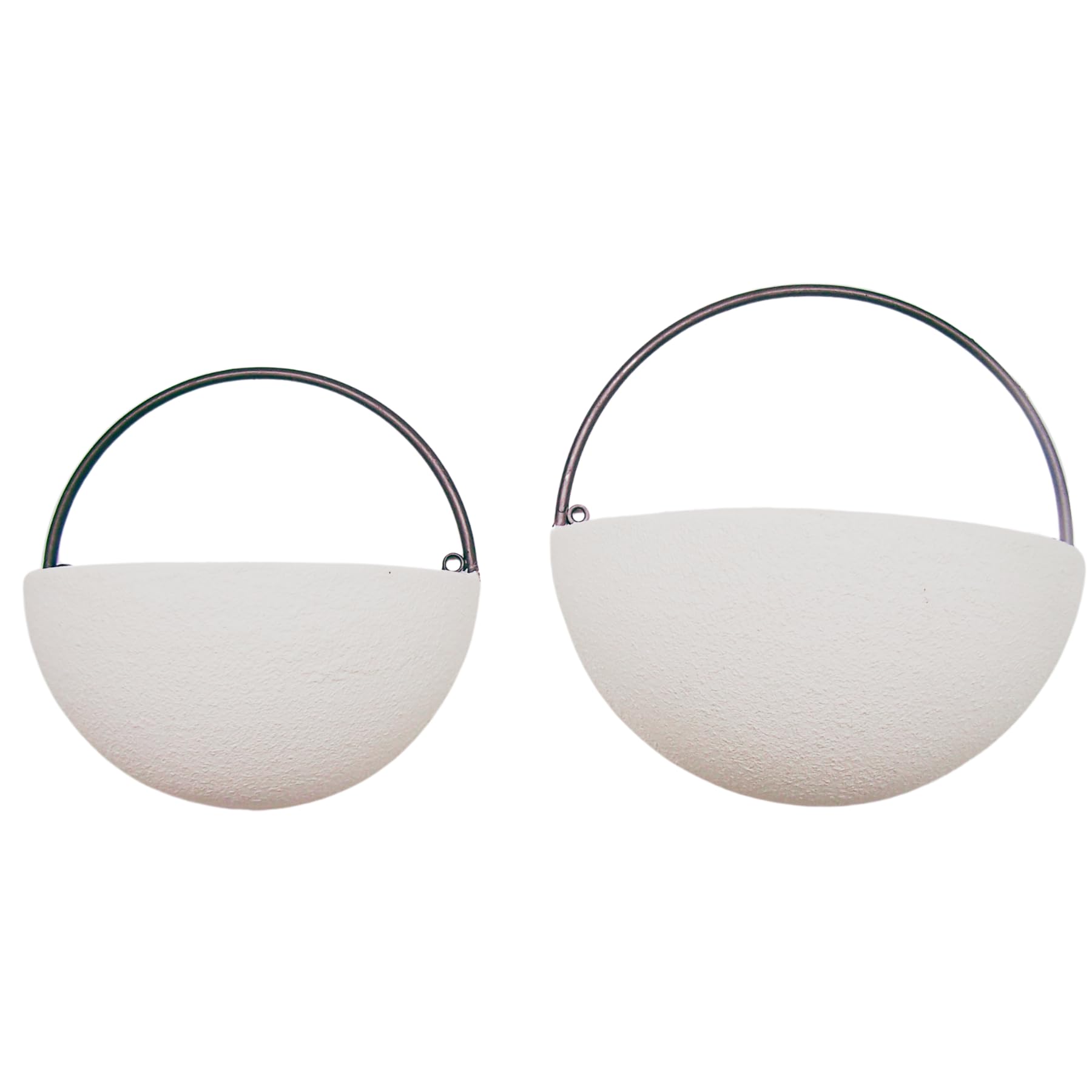 Wowser White Semi-Circle Wall Planters, Hanging Garden Decor, Set of 2 Assorted Sizes