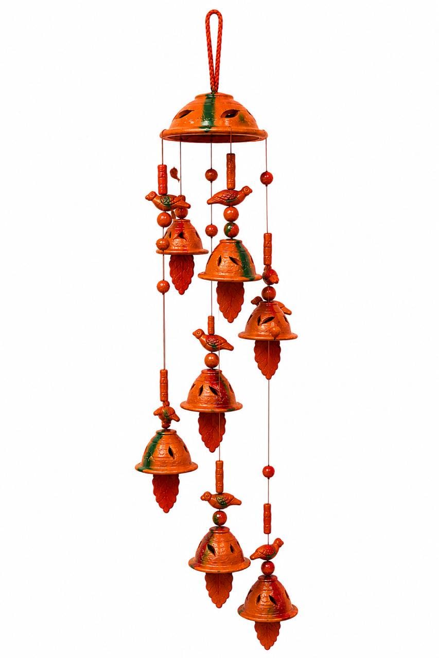 Kalpalata® Handmade Terracotta Wind Chime with Bird Design | Premium Clay Hanging Bell | Decorative Wall & Door Hanging for Home Entrance, Living Room, Balcony, Patio & Garden | 46 × 11 cm-image-21