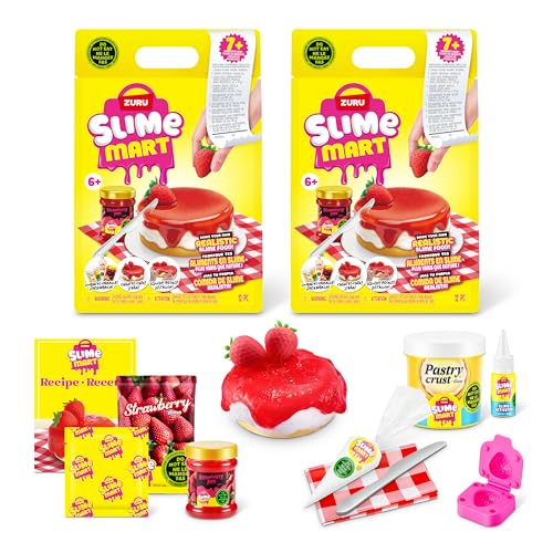 Slime Mart kleine Tüte (ERDBEER-KÄSEKUCHEN) von ZURU (2 Pack) Schleim-Spielzeug Basteln für Kinder und Kidults Soft-Schleim-Herstellungsset für Mädchen von 610